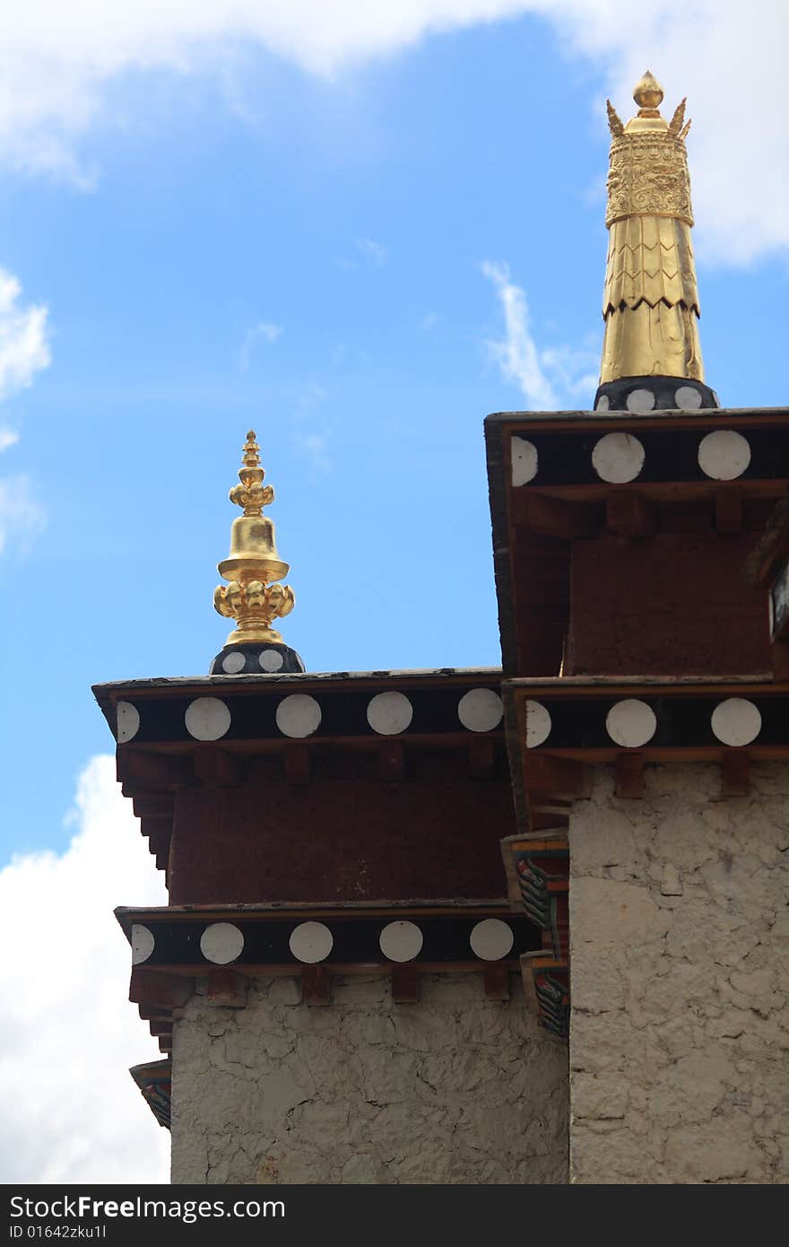 Roof of Songzanlin temple near Shangri-La, China.