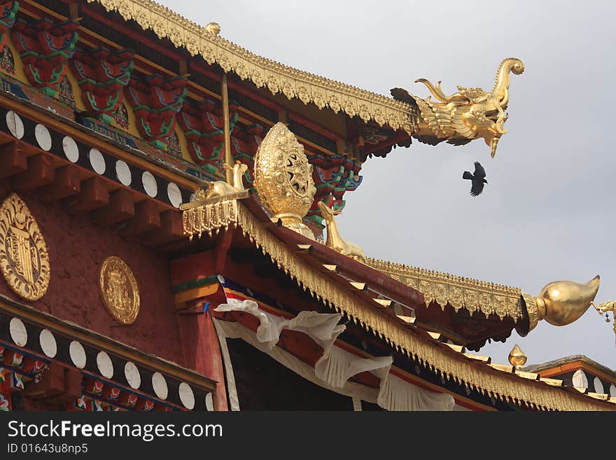 View from roof of Songzanlin temple near Shangri-La, China. View from roof of Songzanlin temple near Shangri-La, China.