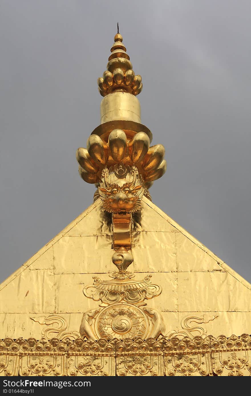 Roof of Songzanlin temple near Shangri-La, China.