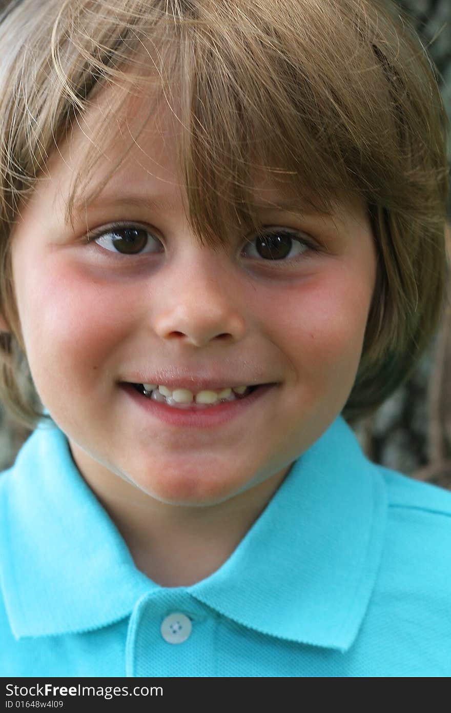 Shot of a cute little boy outside upclose