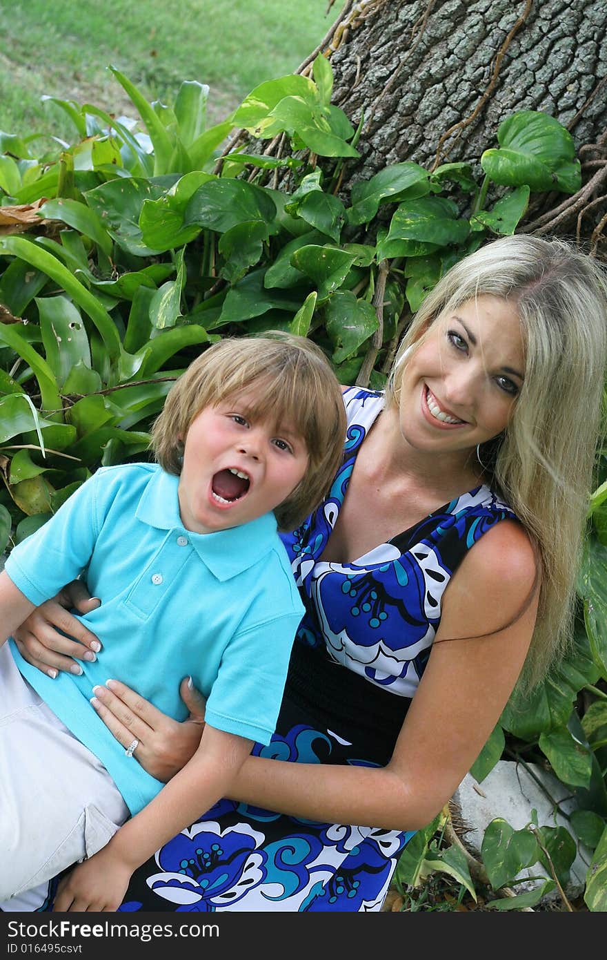 Shot of a child yelling with mom