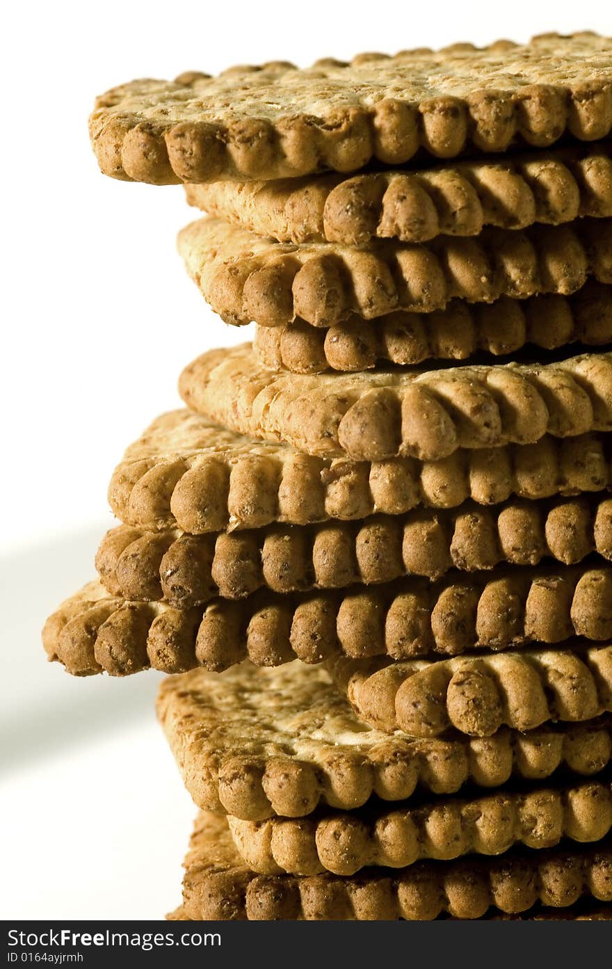 Crunchy corn biscuits forming a large tower