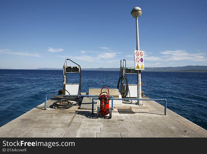 Petrol fuelling station on mediterranean seaside, croatia. Petrol fuelling station on mediterranean seaside, croatia