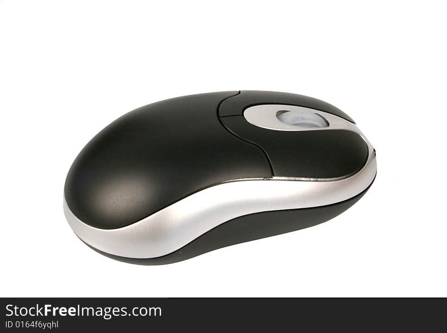 Black wireless Mouse for computer isolated from background