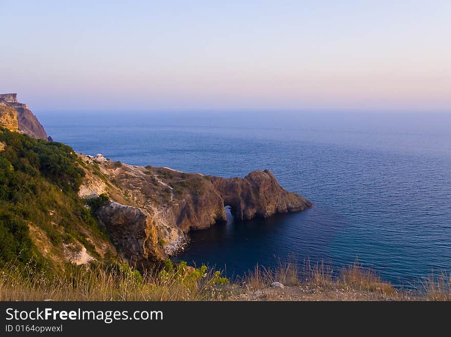 A natural rock arch in Crimea