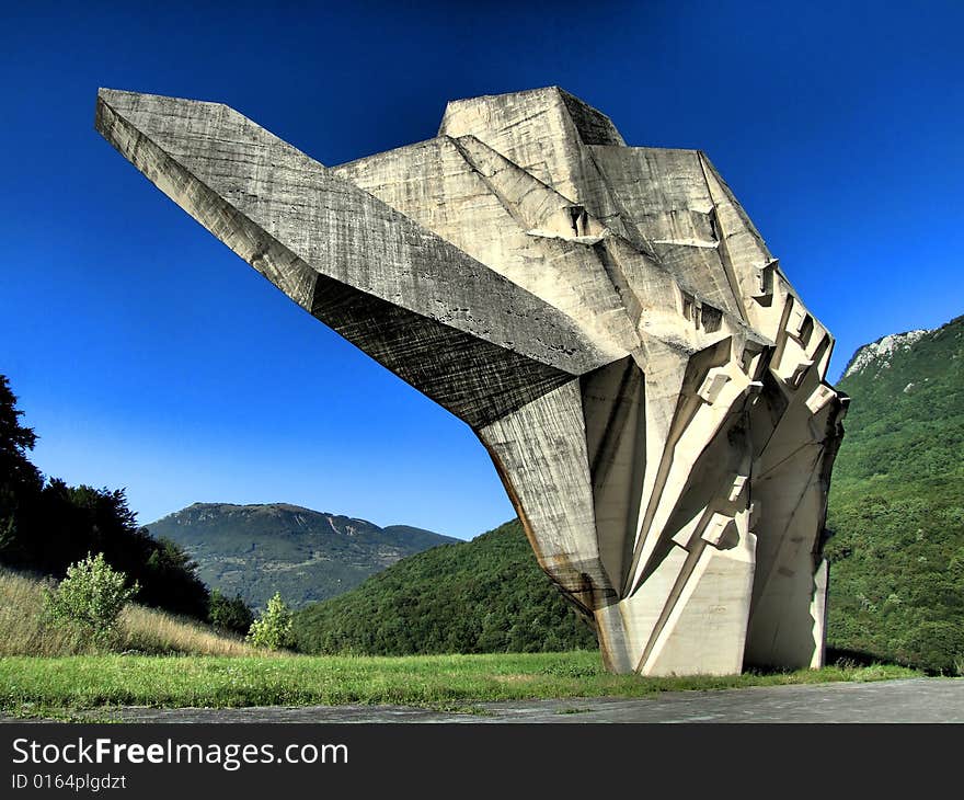 A monument on battlefield from WW2 in Bosnia