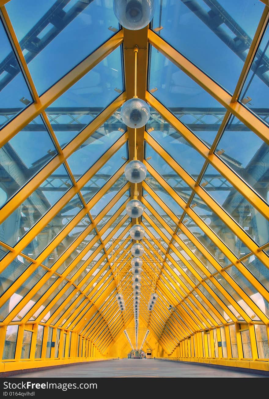 Foot bridge in Moscow. High dynamic range image.