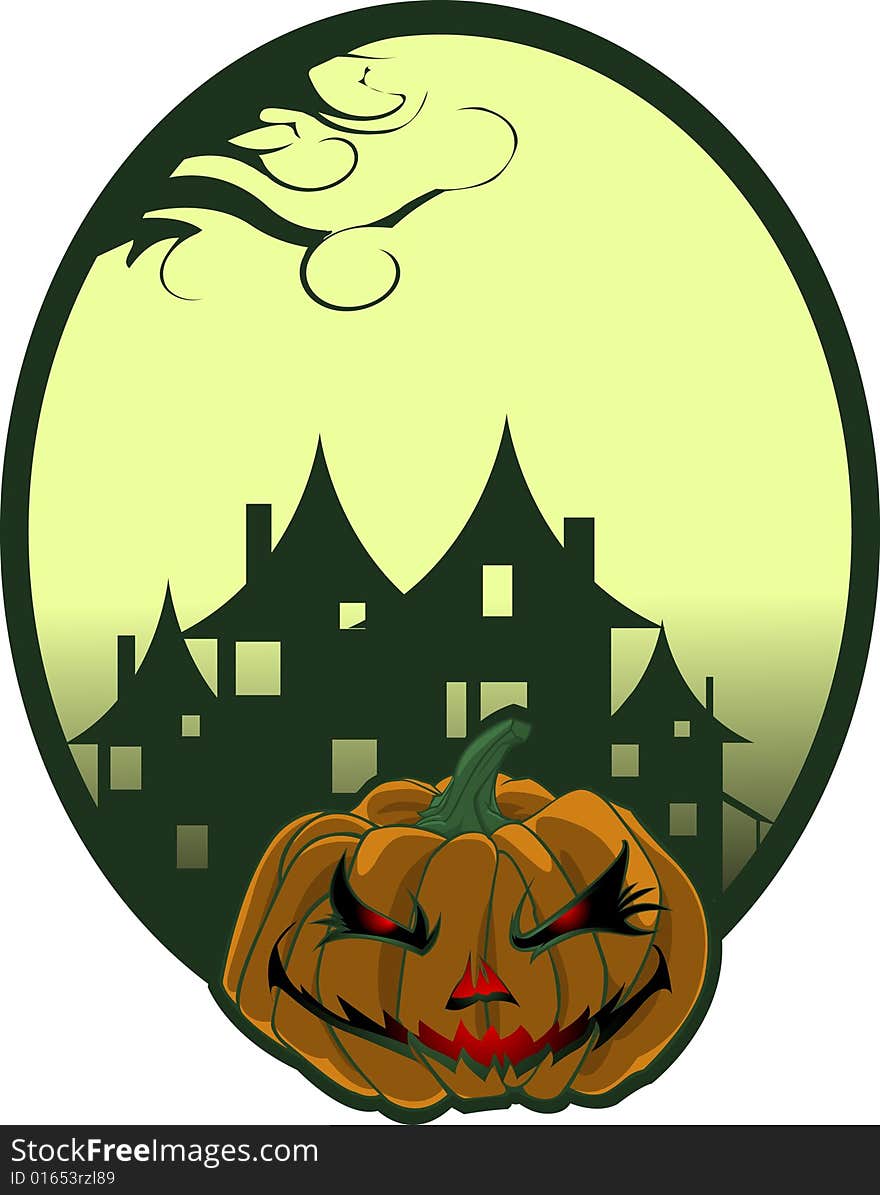 Halloween pumpkin. You can add text in the light area, to add much more text reduce castle or write whit light green. Halloween pumpkin. You can add text in the light area, to add much more text reduce castle or write whit light green.