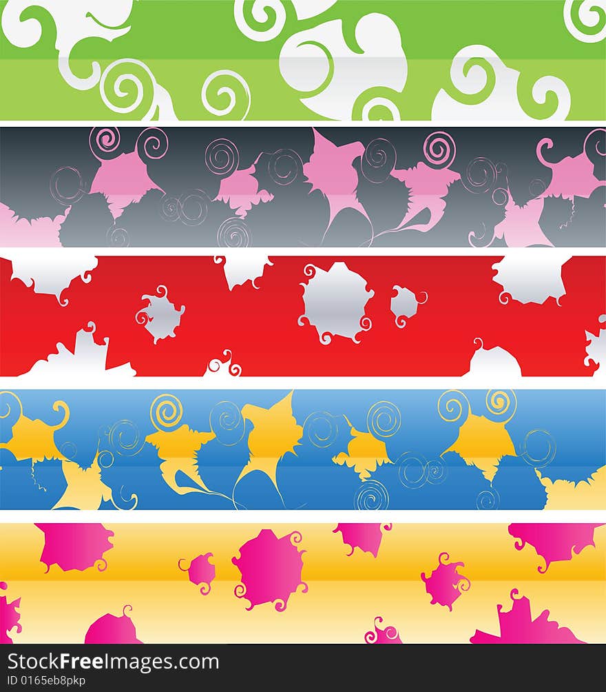 Vector illustration banner design 5 variants. Vector illustration banner design 5 variants