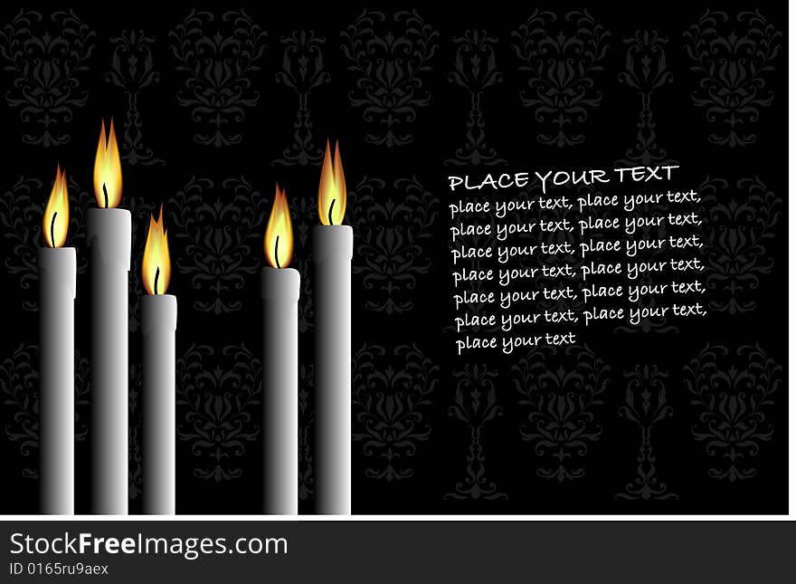 Candles on the black background