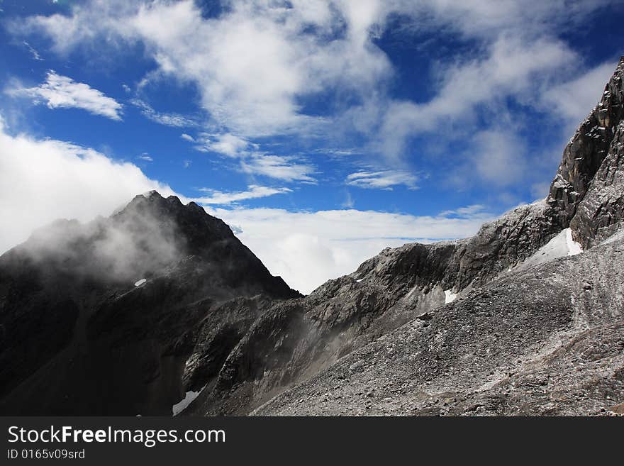 Yulong snow mountain shot in Yunnan, China