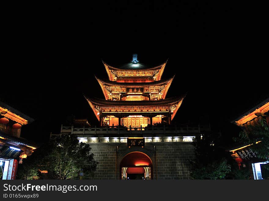 Dali citywall at night ,china