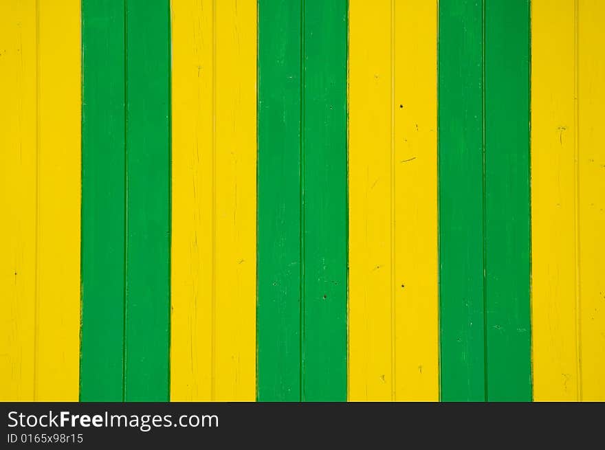 Yellow and green striped planks