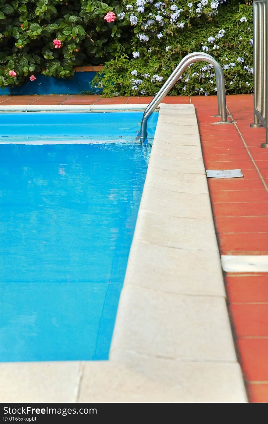 Hotel swimming pool detail with shallow depth of field