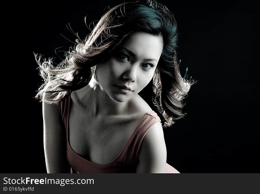 Beautiful glamorous sensual asian woman in monotone image. Beautiful glamorous sensual asian woman in monotone image