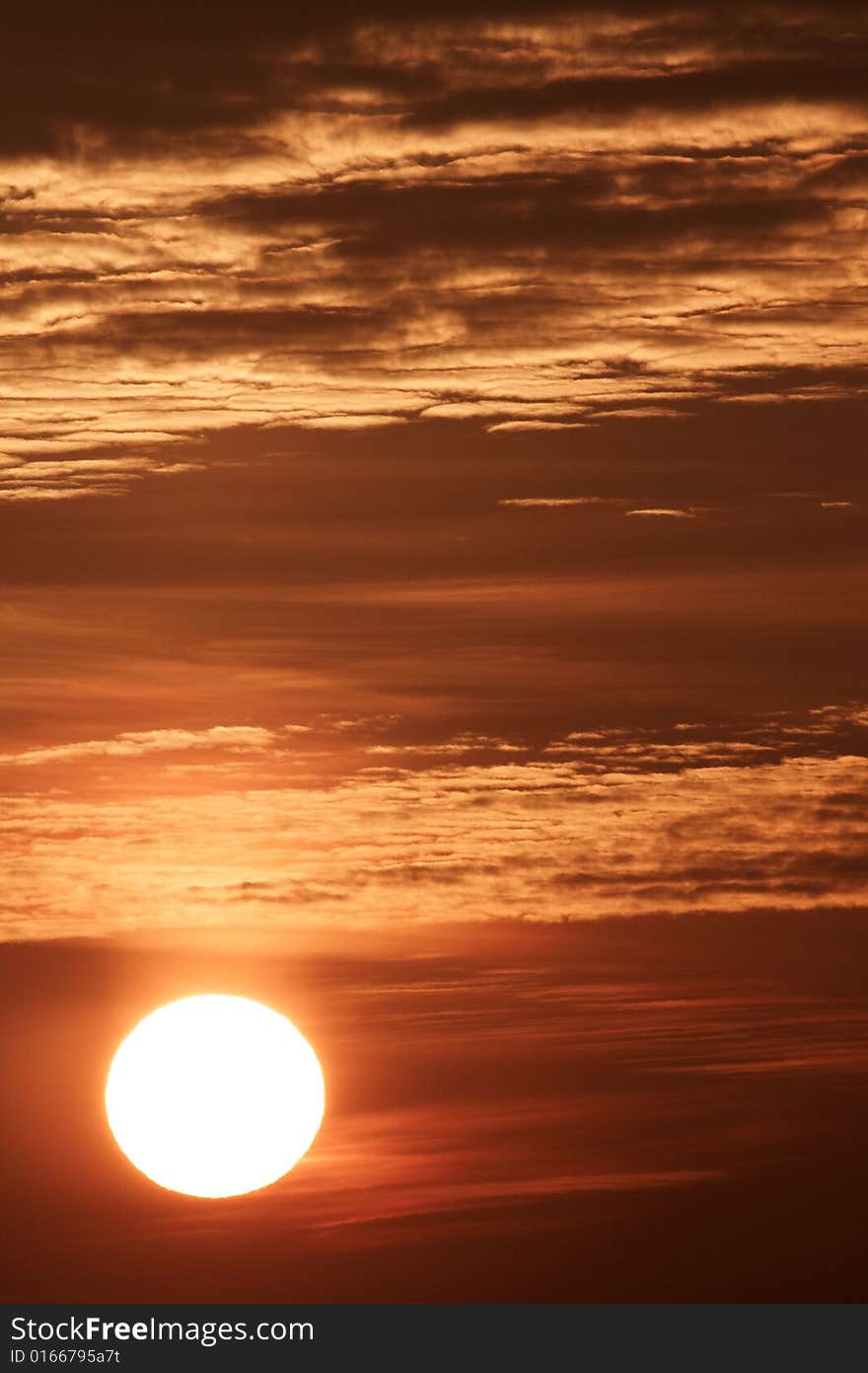 Sunrise in burning sky in Kiev city