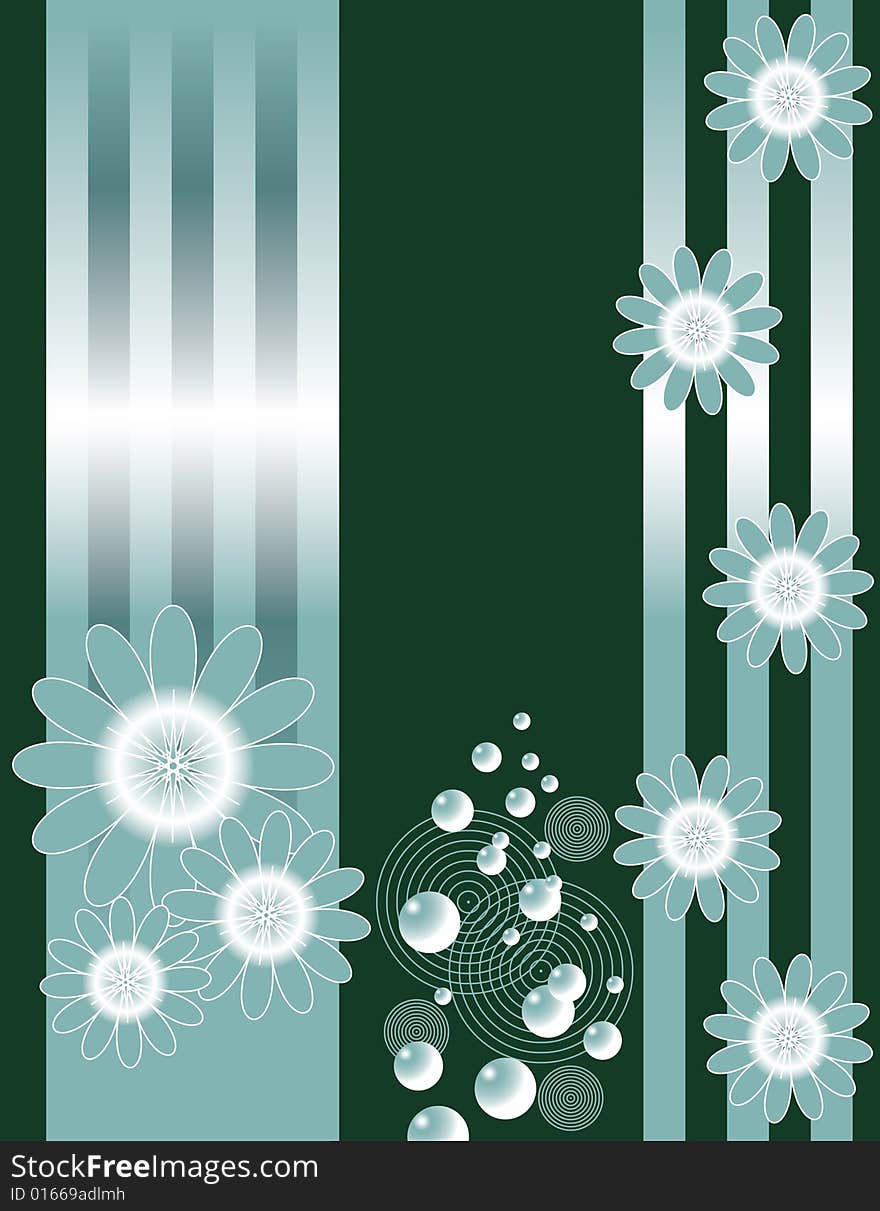 Bubbles and Flowers are Featured in an Abstract Floral Illustration. Bubbles and Flowers are Featured in an Abstract Floral Illustration.