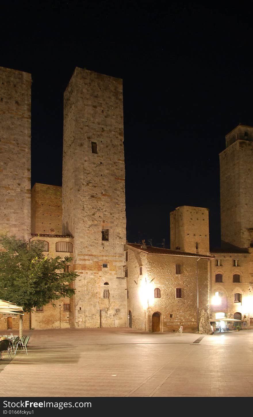 Place in san Gimignano by night. Place in san Gimignano by night