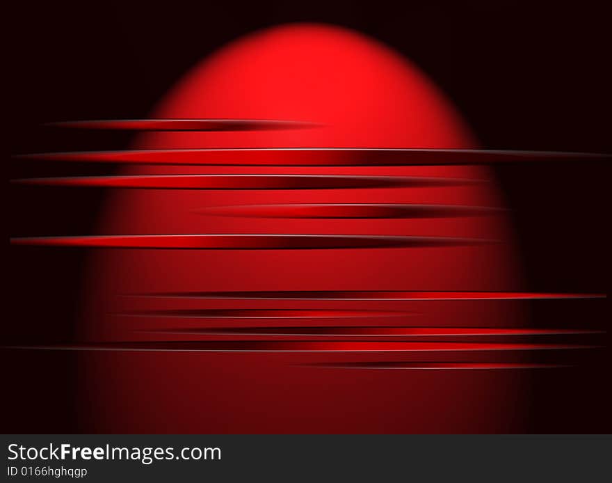 A simple abstract in red. Stylised red oval to background with horizontal lines across. A simple abstract in red. Stylised red oval to background with horizontal lines across.