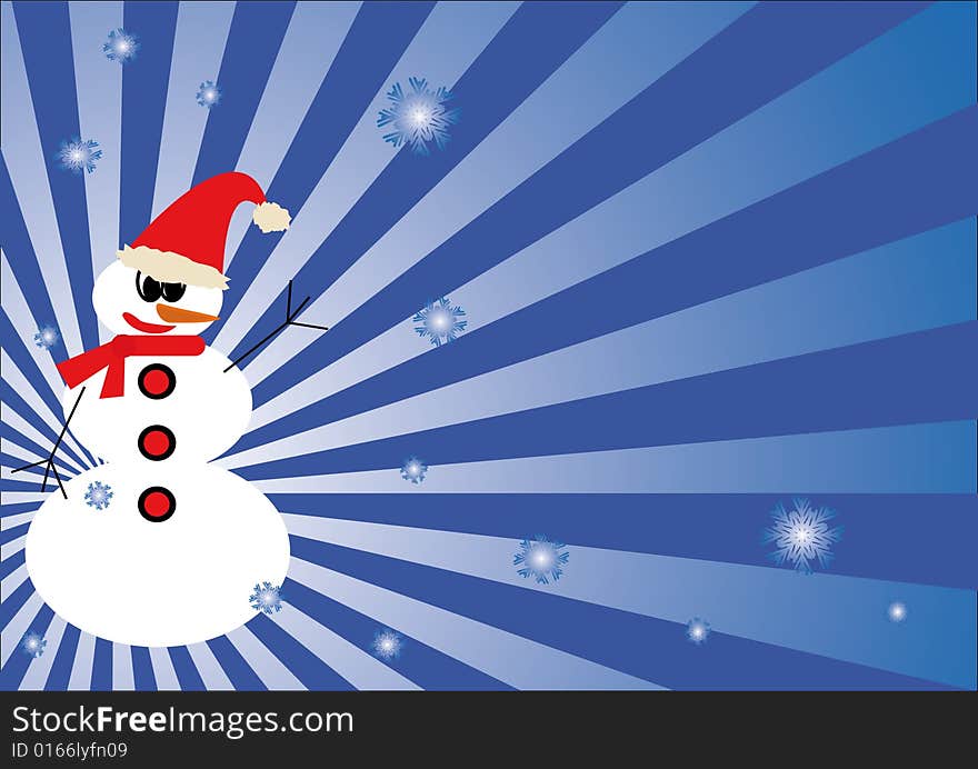 Winter background with cartoon snowman.  You can find similar images in my gallery!. Winter background with cartoon snowman.  You can find similar images in my gallery!