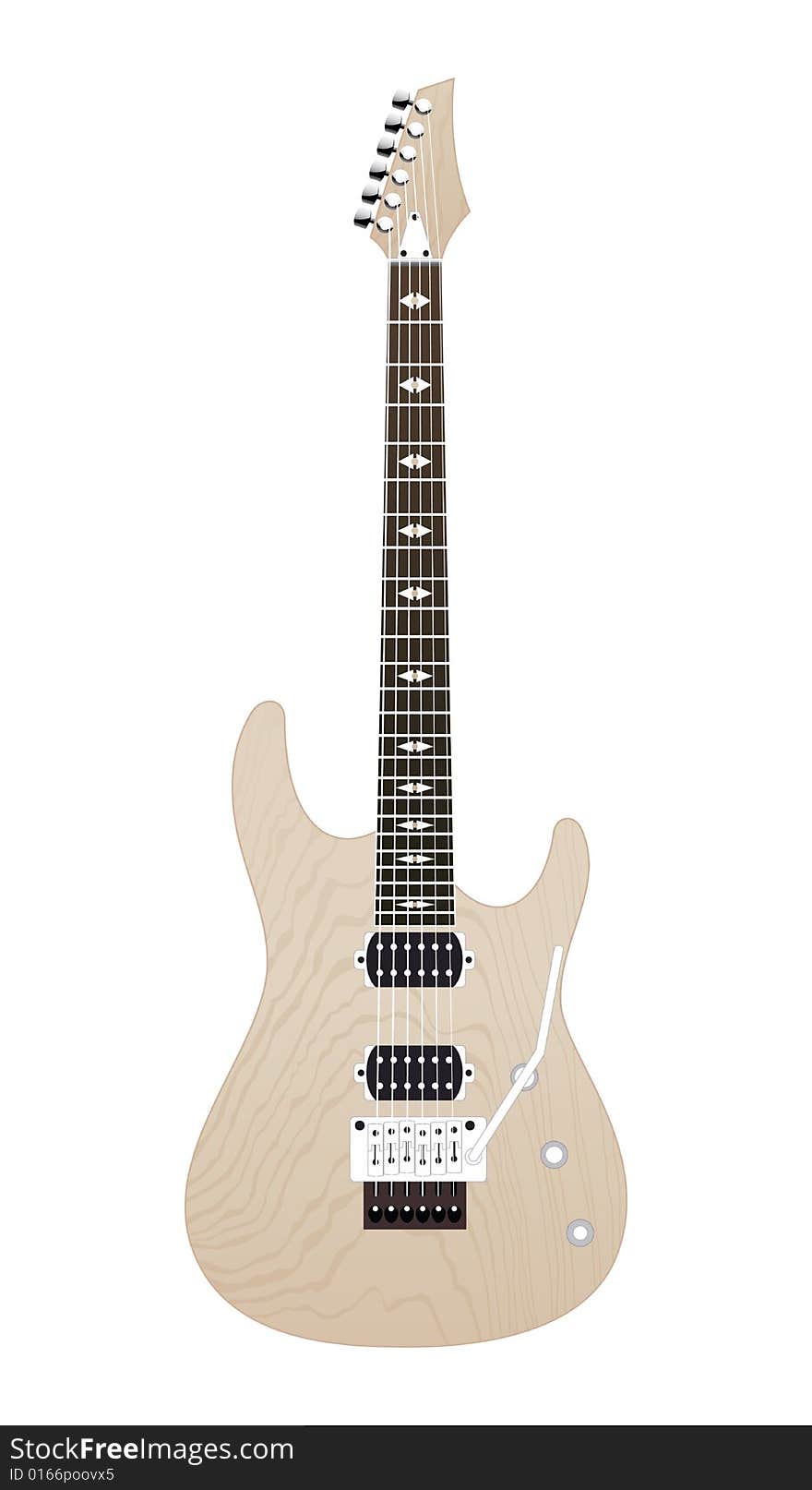 Wood guitar on a white background