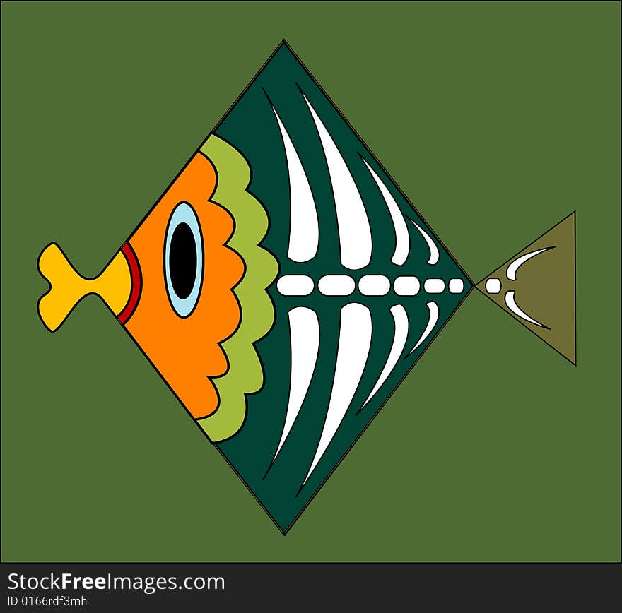 Decorative fish with green background