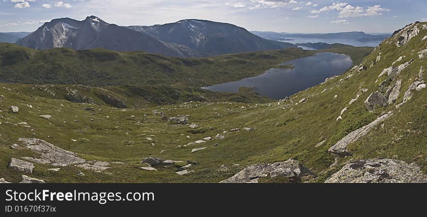 Lake in mountains in Norway