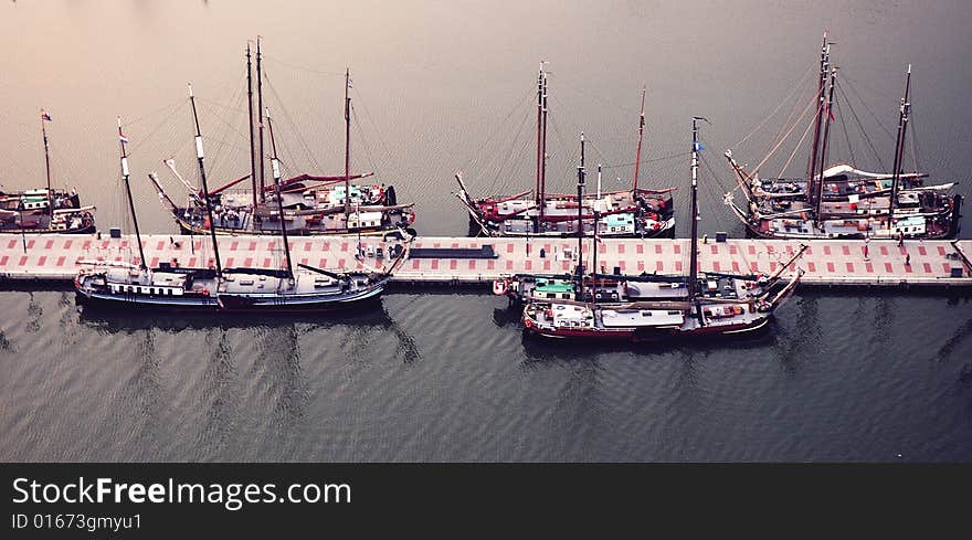 Old Sailing boats in the marina