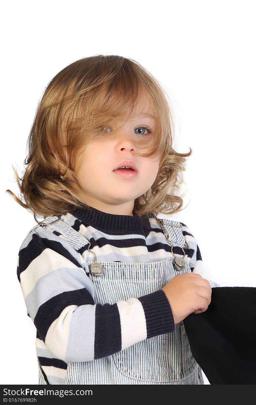 Beauty a little girl on white background