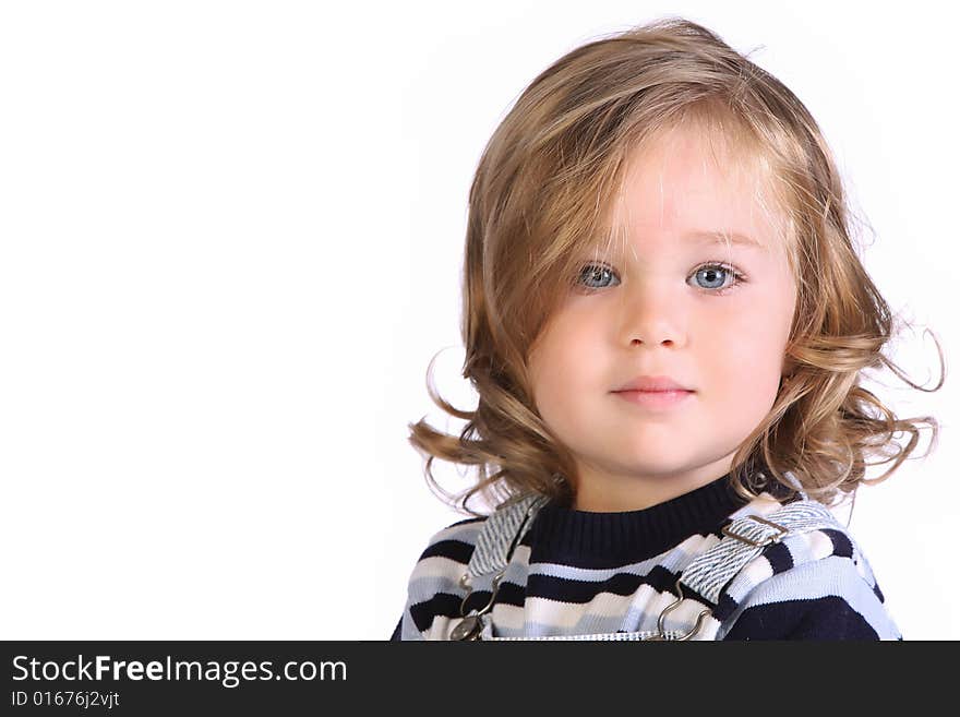 Beauty a little girl on white background