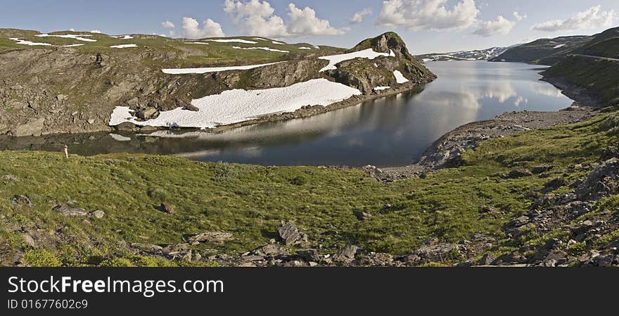 A landscape south of Vik/Sognefjord, up in the mountains, in the summer. A landscape south of Vik/Sognefjord, up in the mountains, in the summer