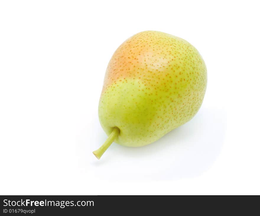 Yellow pear isolated on the white background.