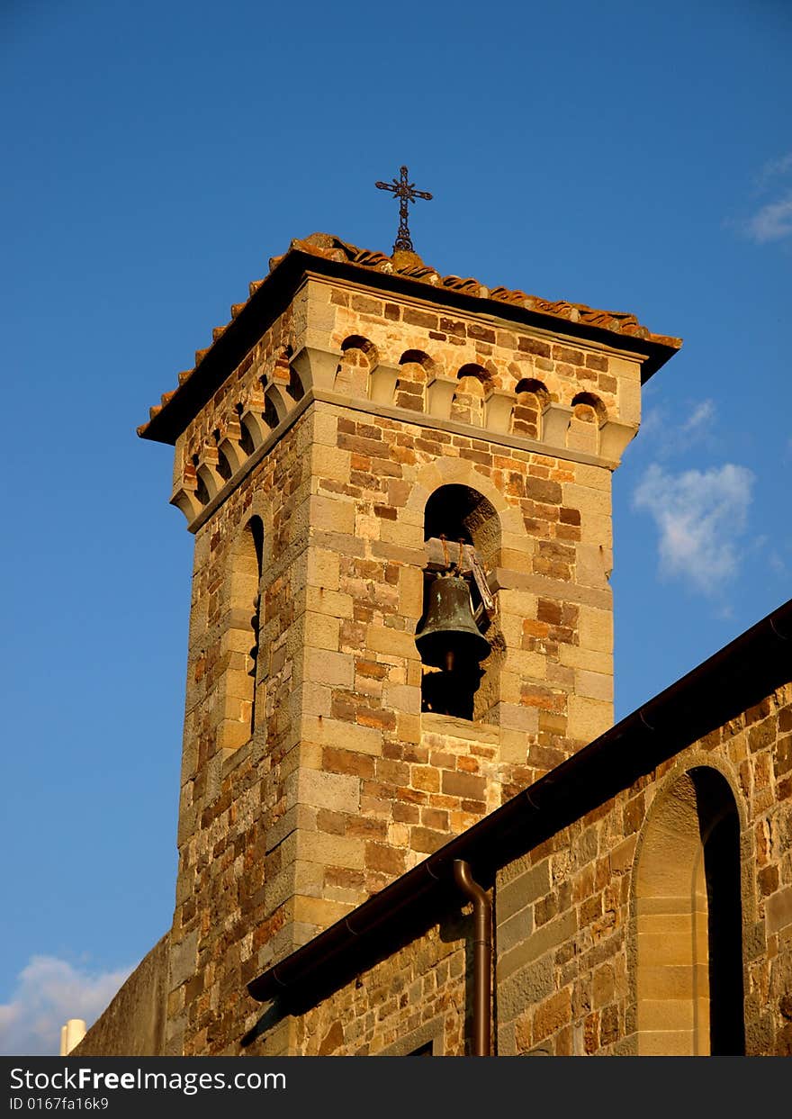 A wonderful shot of a belltower of a little countryside church in Florence neighbours. A wonderful shot of a belltower of a little countryside church in Florence neighbours