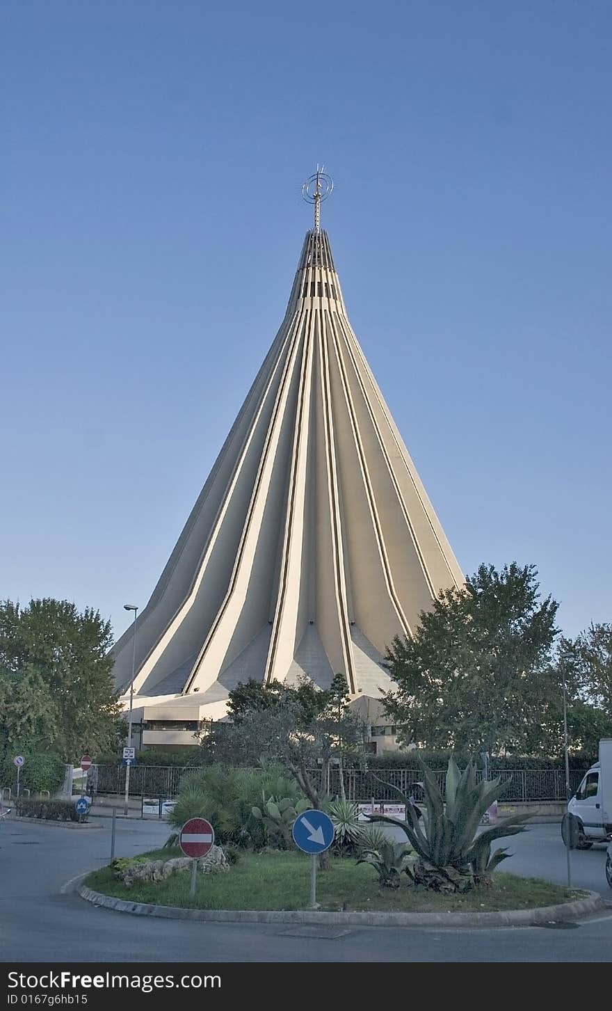 View of the Shrine of Our Lady of tears, in Syracuse, Sicily. Modern Christian Catholic church. View of the Shrine of Our Lady of tears, in Syracuse, Sicily. Modern Christian Catholic church