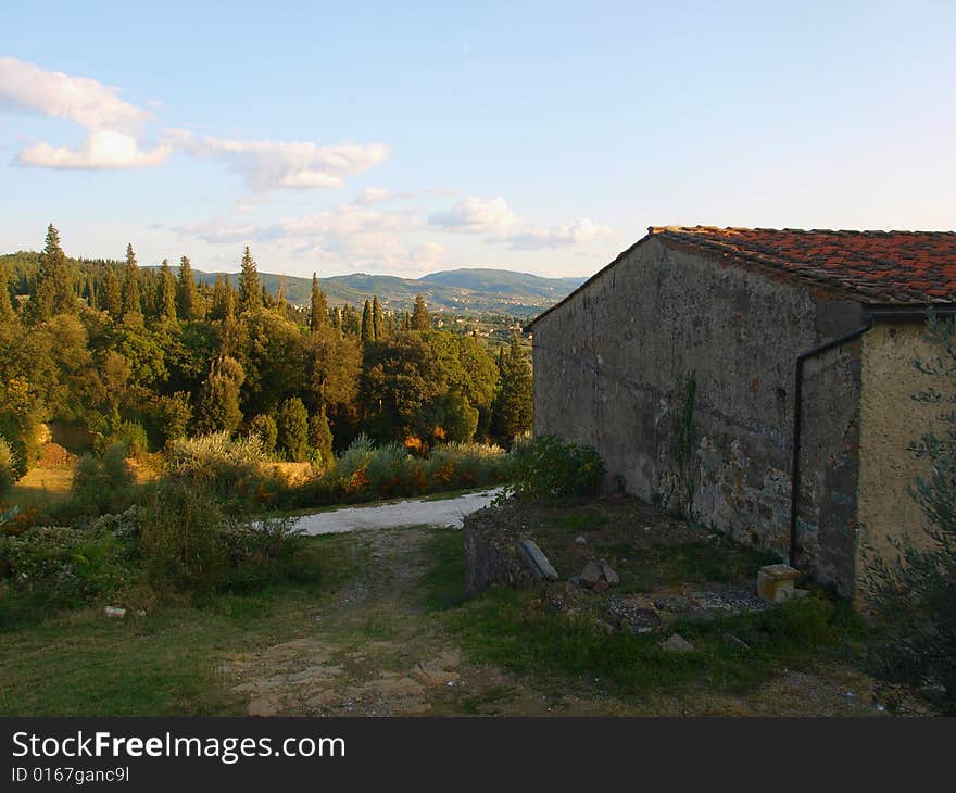 A beautiful shot of a cottage in Tuscany countryside. A beautiful shot of a cottage in Tuscany countryside