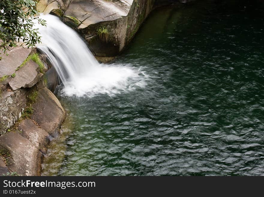 The waterfall is very beautiful