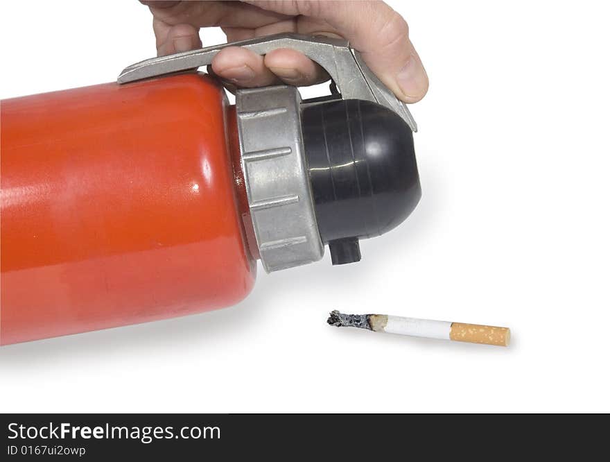 The fire extinguisher isolated on a white background