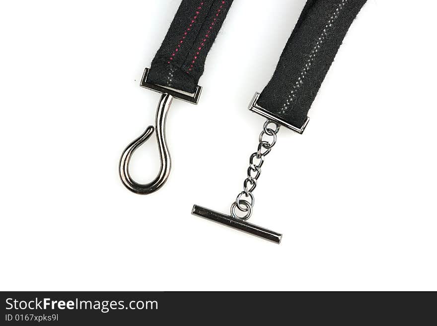 Parallel Black belt with metal buckle isolated on a white background