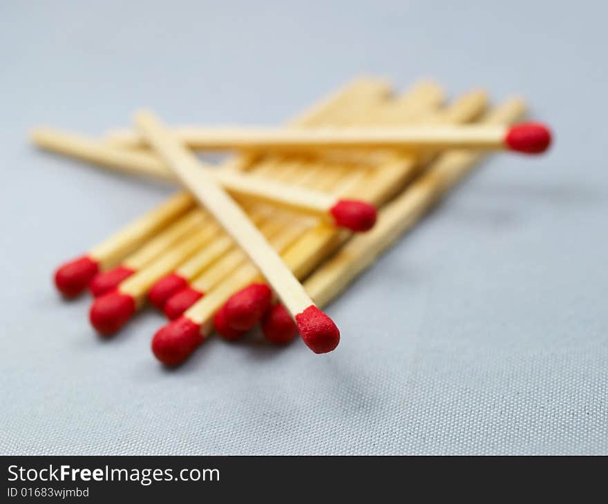 Isolated macro image of match sticks.