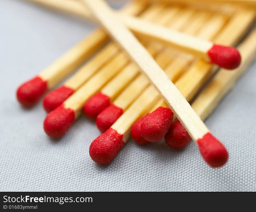 Isolated macro image of match sticks.