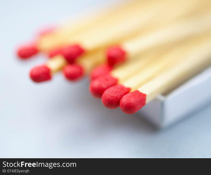 Isolated macro image of match sticks.