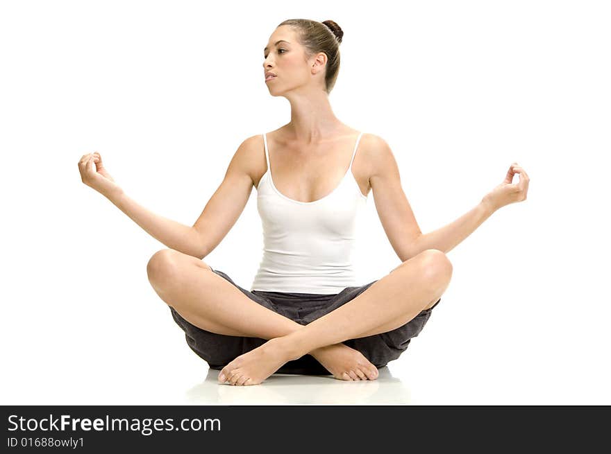 Woman in lotus pose