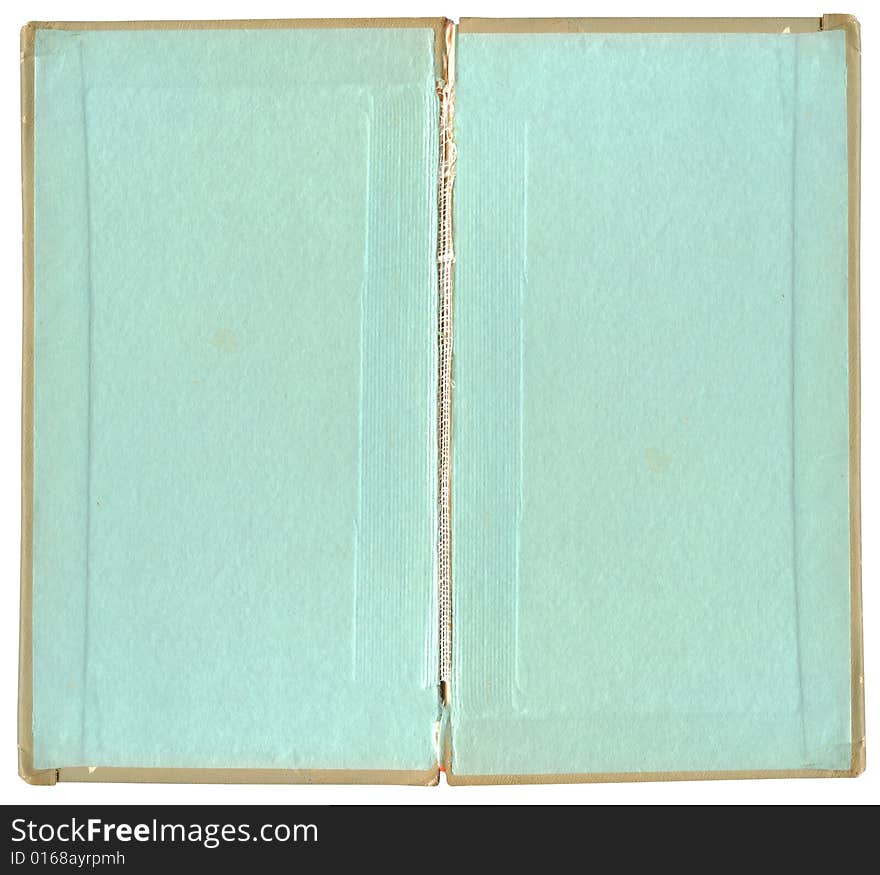 Old book open on both blank shabby pages to background