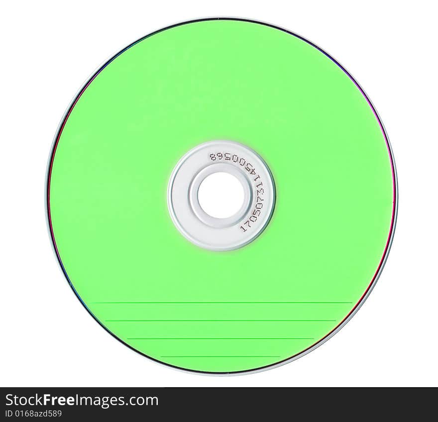 Green compact disk isolated on White background