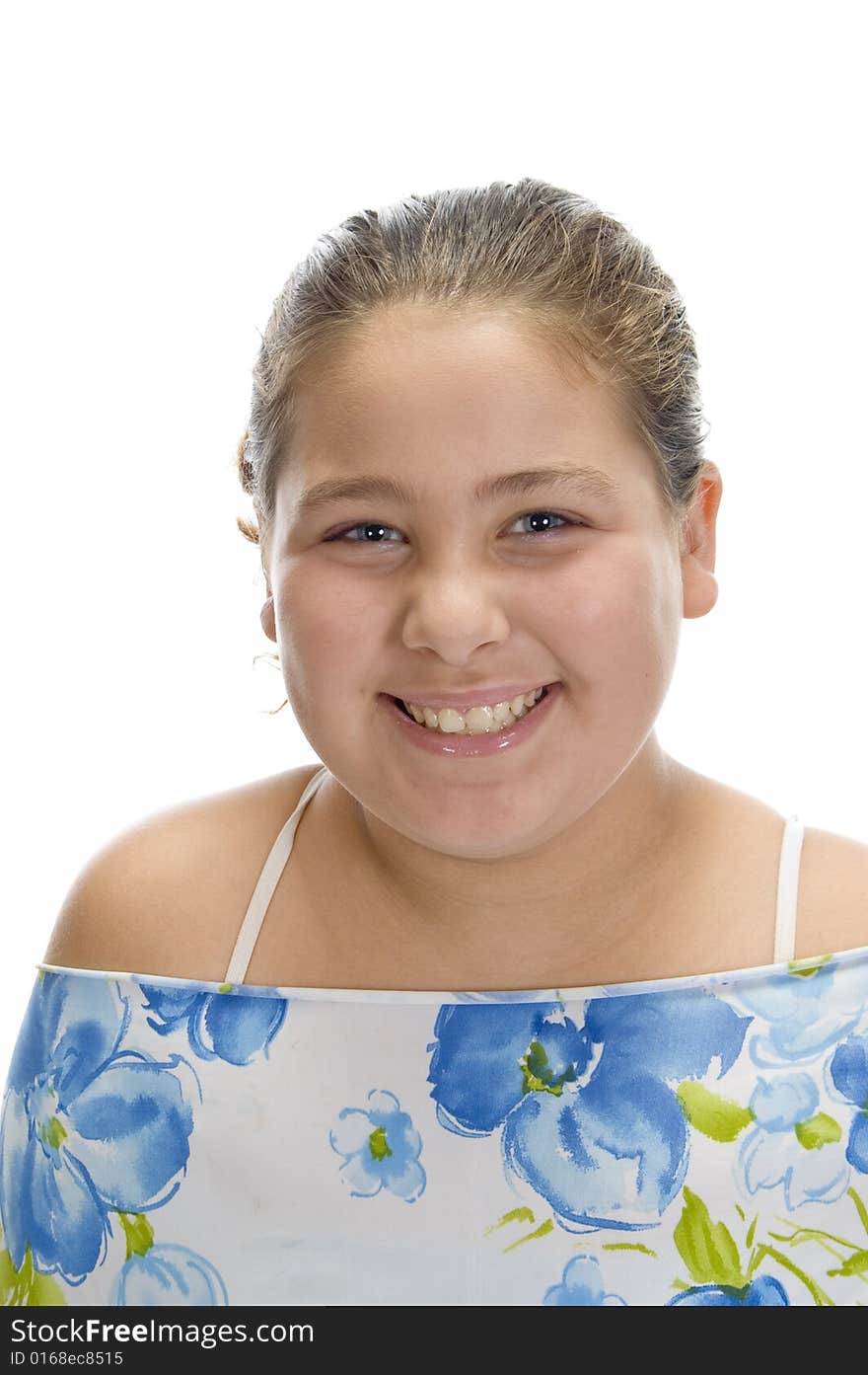 Smiling beautiful young girl on an isolated background