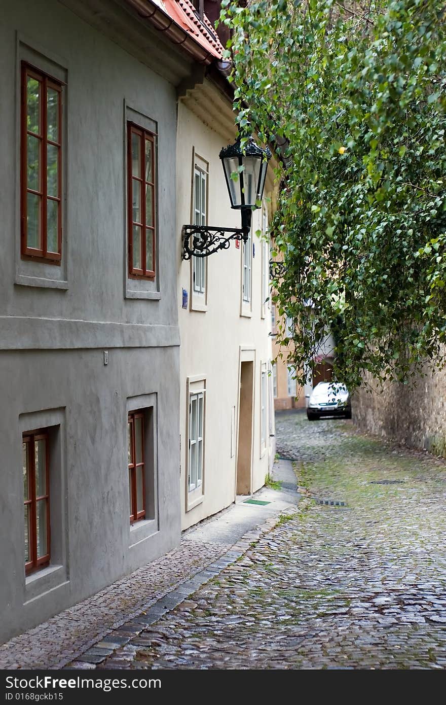 Nice quiet alley in small town. Nice quiet alley in small town