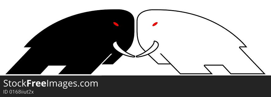 Two elephants at war in your logo. Two elephants at war in your logo.