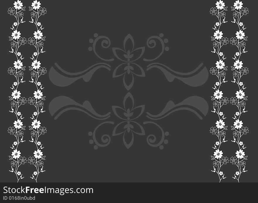 A floral design in a black and white