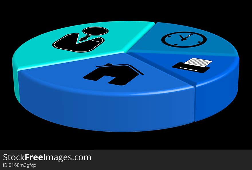 Illustration of graph and business icons