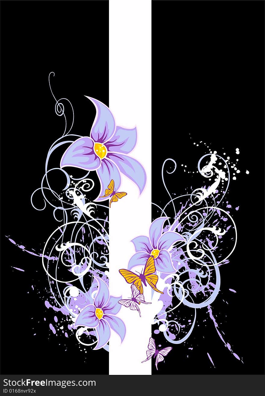 Separated banner with flower and design elements. Separated banner with flower and design elements.